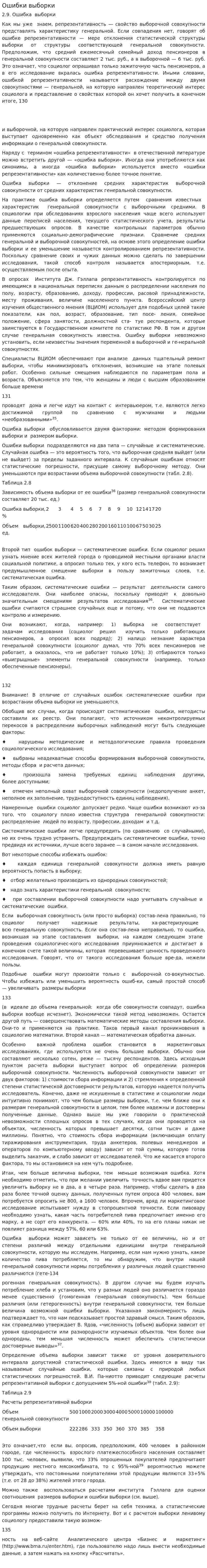Ошибки выборки
