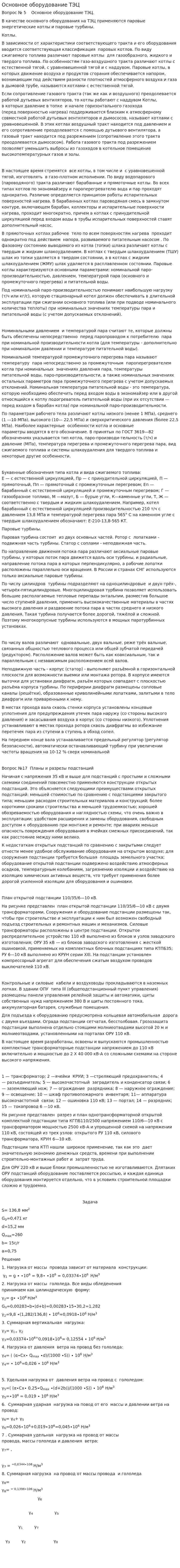 Основное оборудование ТЭЦ