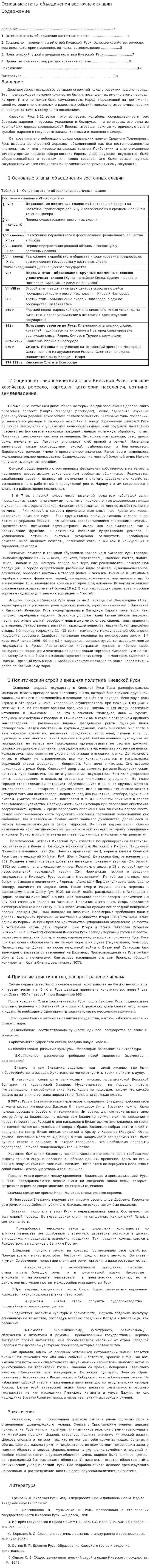 Основные этапы объединения восточных славян