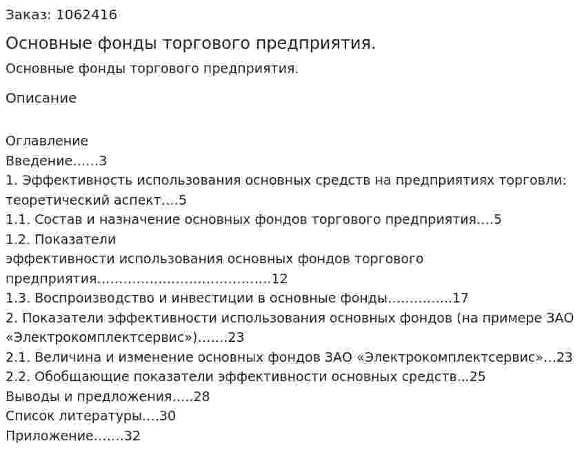 Основные фонды торгового предприятия. (курсовая работа) 