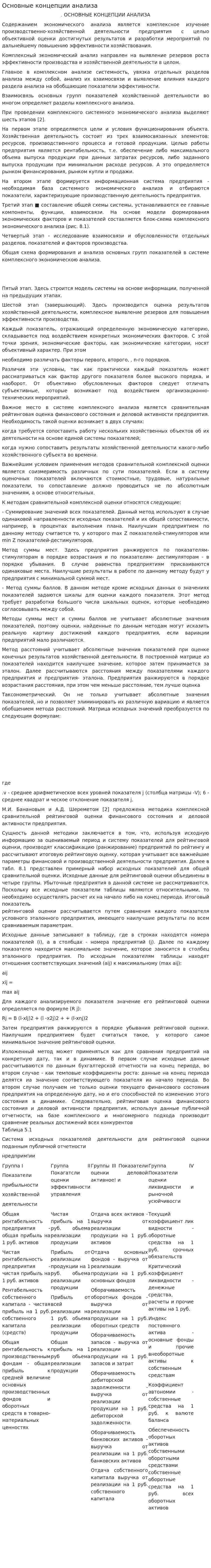 Основные концепции анализа