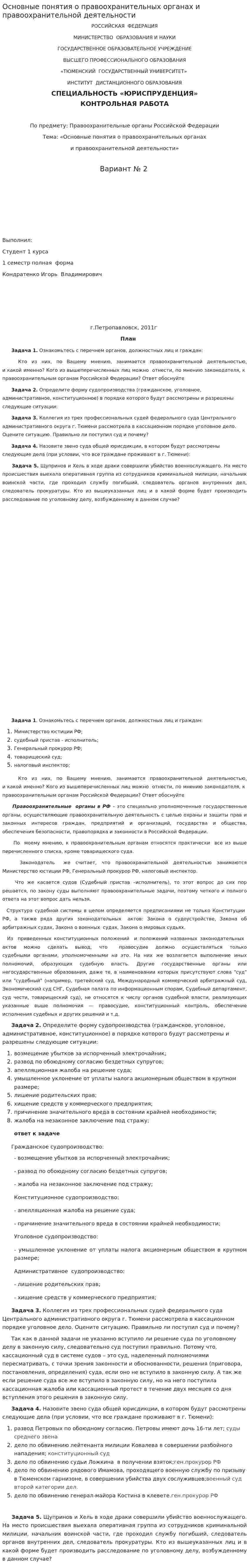 Основные понятия о правоохранительных органах и правоохранительной деятельности