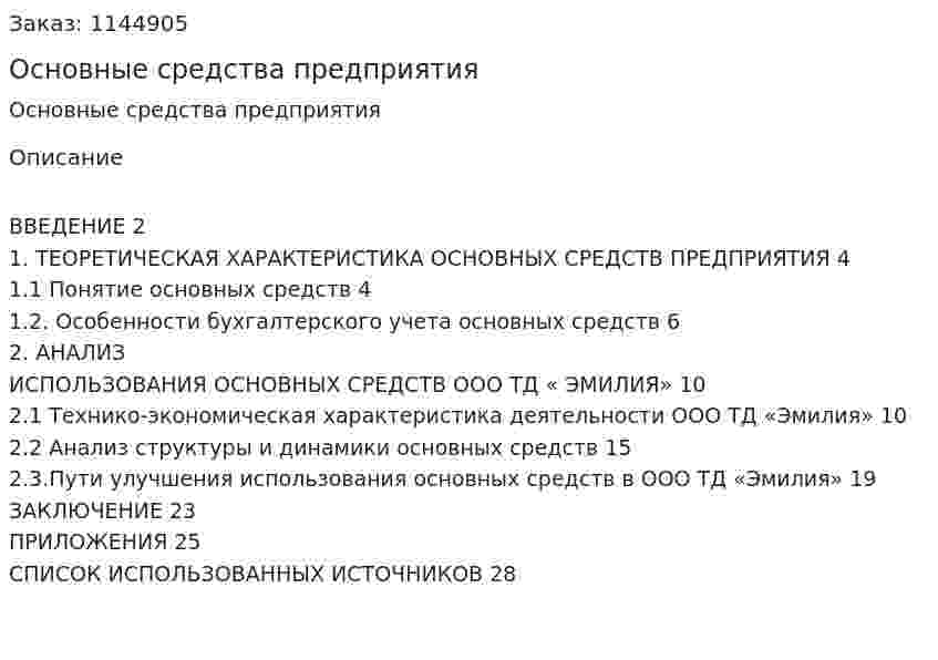 Основные средства предприятия (курсовая работа) 