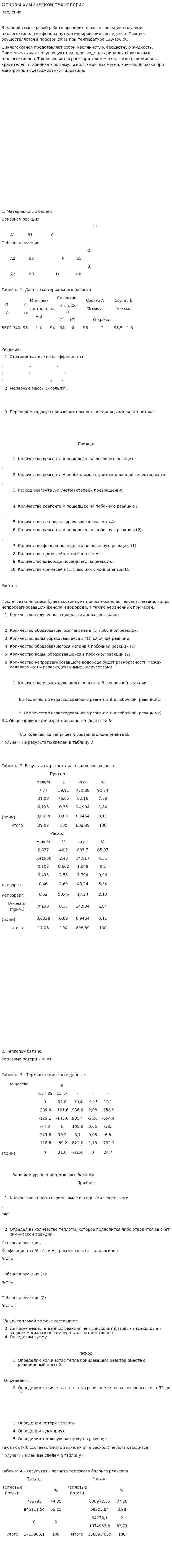 Основы химической технологии
