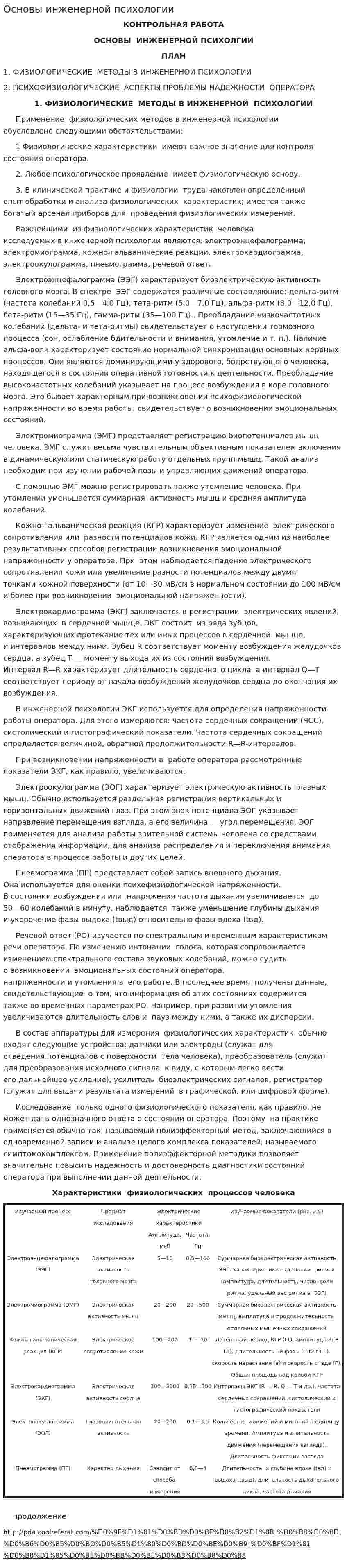 Основы инженерной психологии