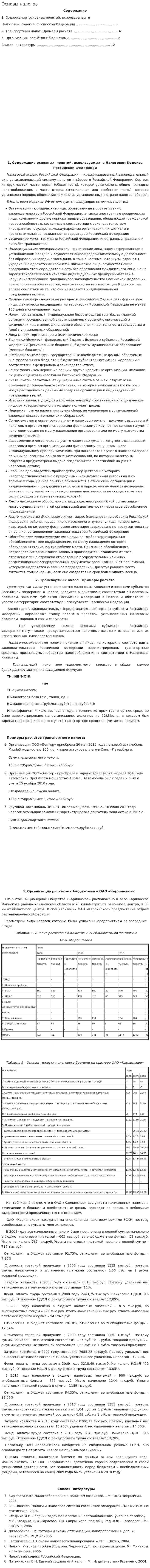 Основы налогов