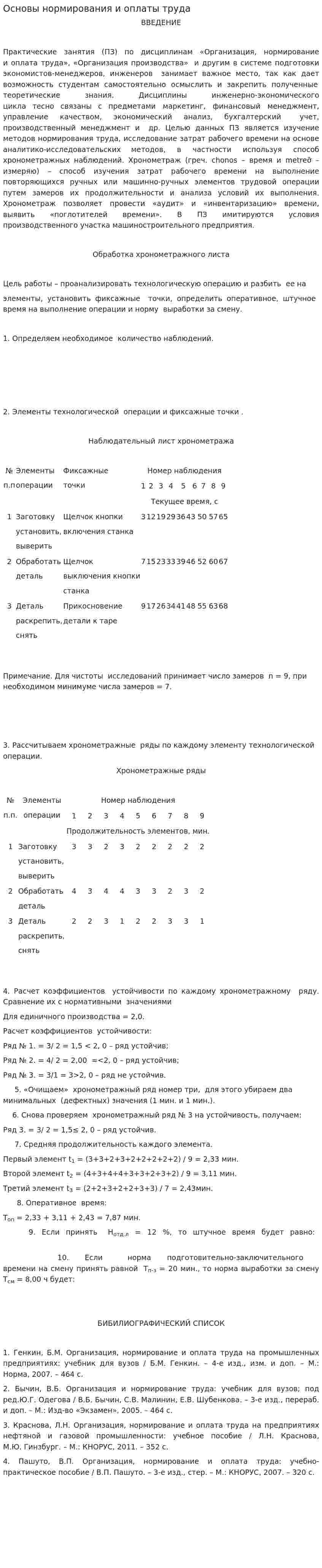 Основы нормирования и оплаты труда