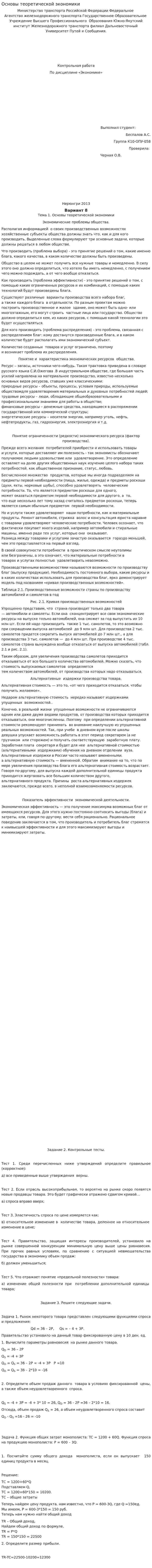 Основы теоретической экономики