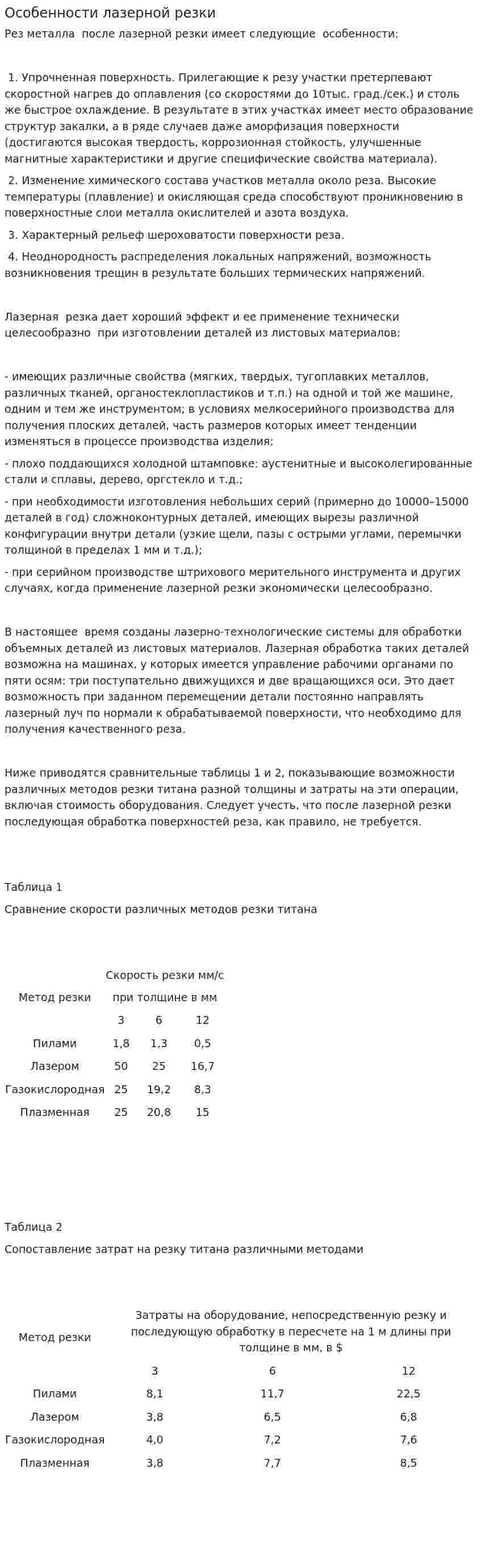 Особенности лазерной резки