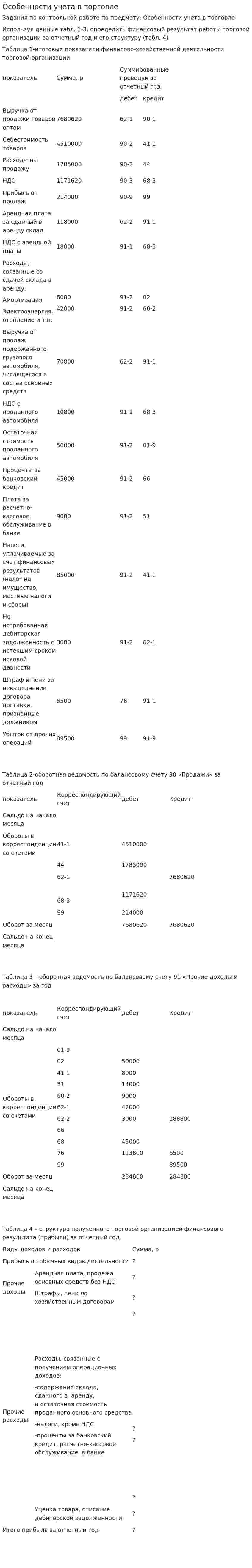 Особенности учета в торговле. 4
