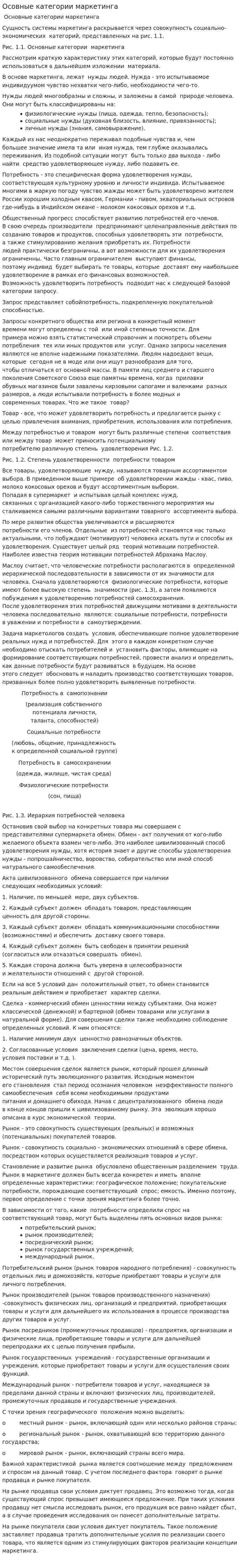 Осовные категории маркетинга