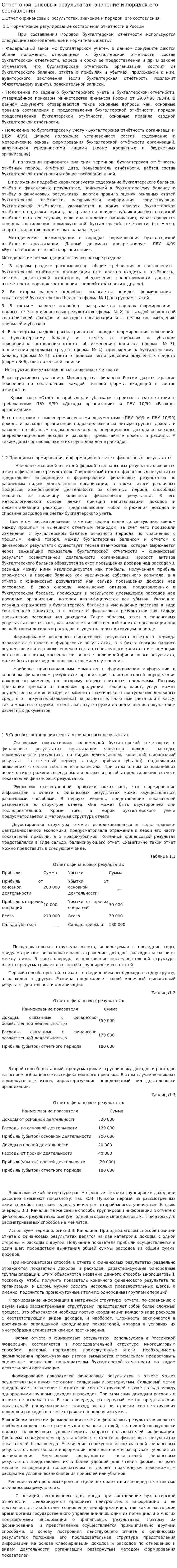 Отчет о финансовых результатах, значение и порядок его составления