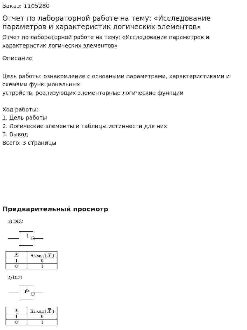 Отчет по лабораторной работе на тему: «Исследование параметров и характеристик логических элементов» 