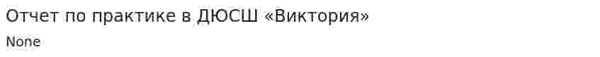 Отчет по практике в ДЮСШ «Виктория»