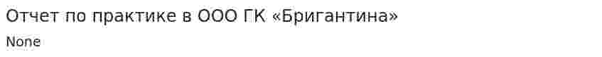 Отчет по практике в ООО ГК «Бригантина»