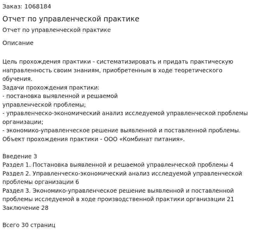 Отчет по управленческой практике 