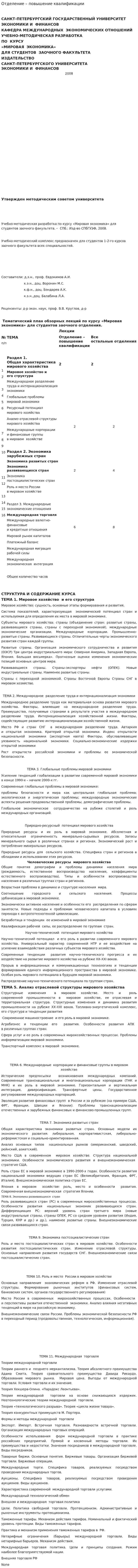 Отделение – повышение квалификации