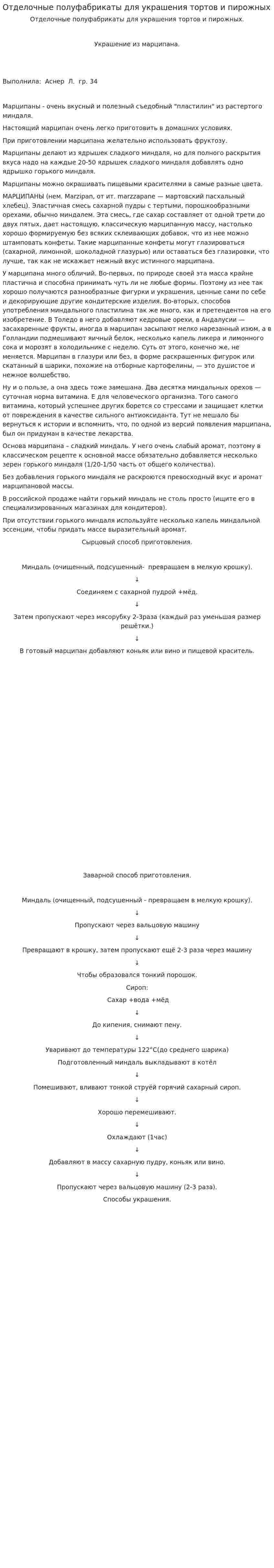 Отделочные полуфабрикаты для украшения тортов и пирожных