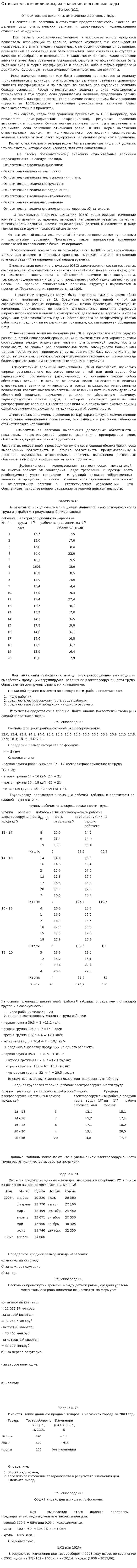 Относительные величины, их значение и основные виды