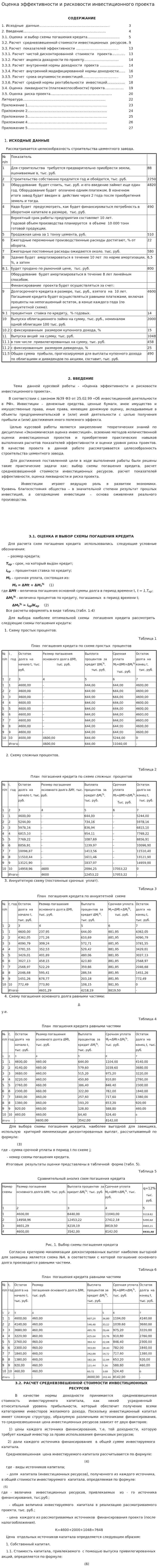 Оценка эффективности и рисковости инвестиционного проекта