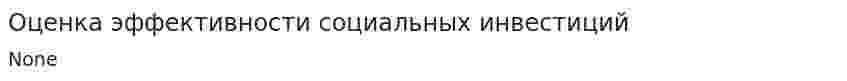 Оценка эффективности социальных инвестиций