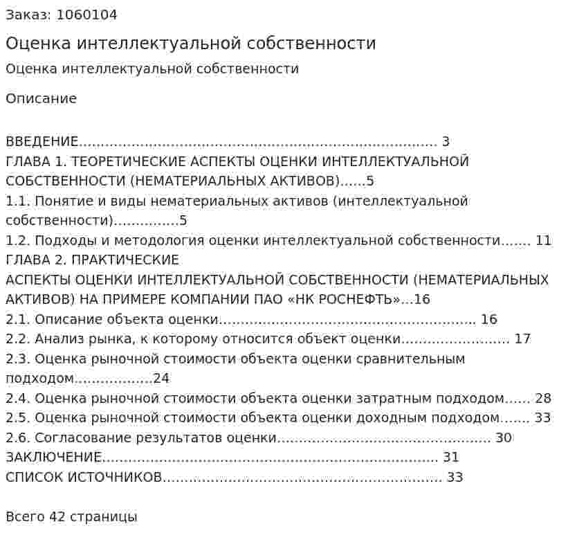 Оценка интеллектуальной собственности (курсовая работа) 
