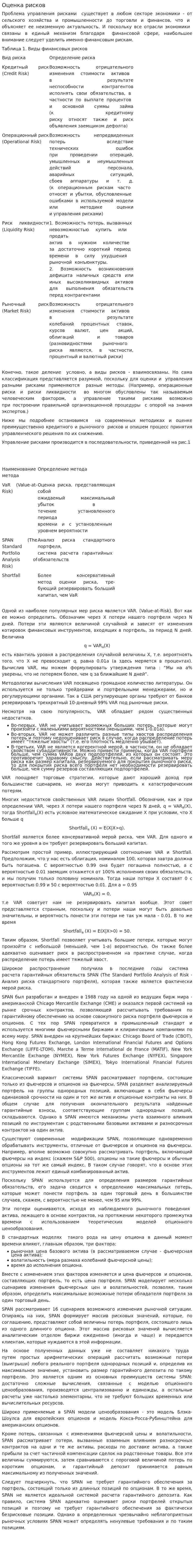 Оценка рисков
