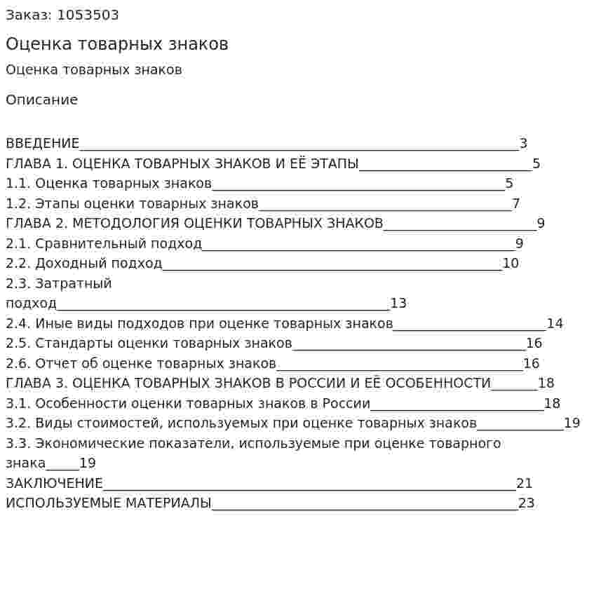 Оценка товарных знаков (курсовая работа) 
