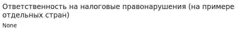 Ответственность на налоговые правонарушения (на примере отдельных стран)