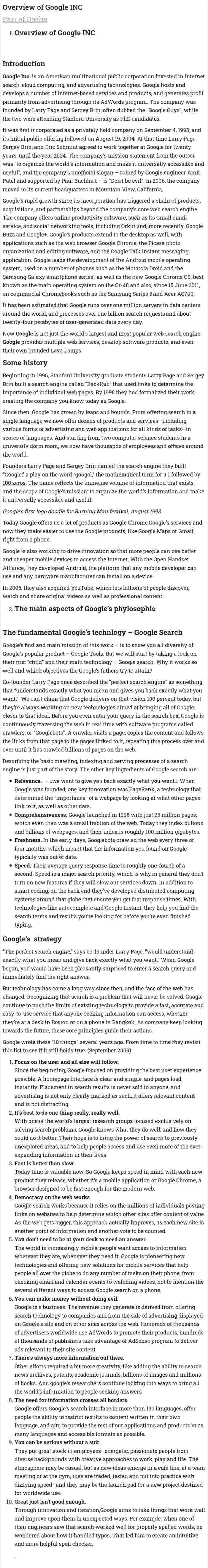Overview of Google INC