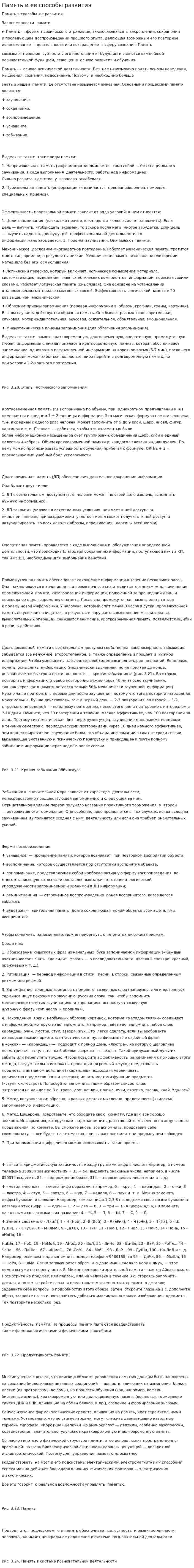 Память и ее способы развития