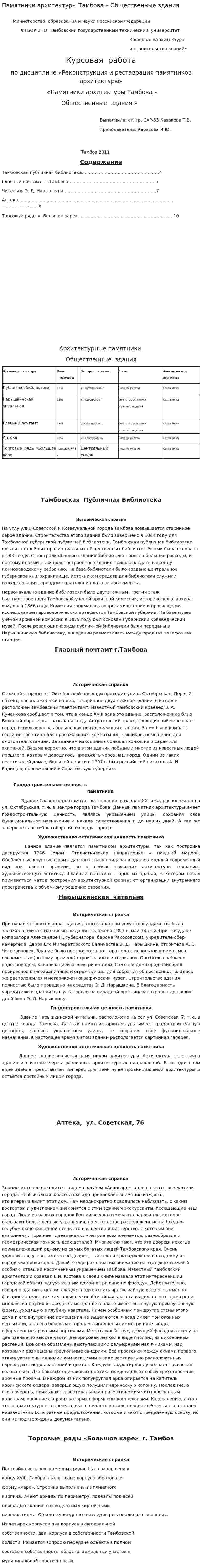 Памятники архитектуры Тамбова – Общественные здания