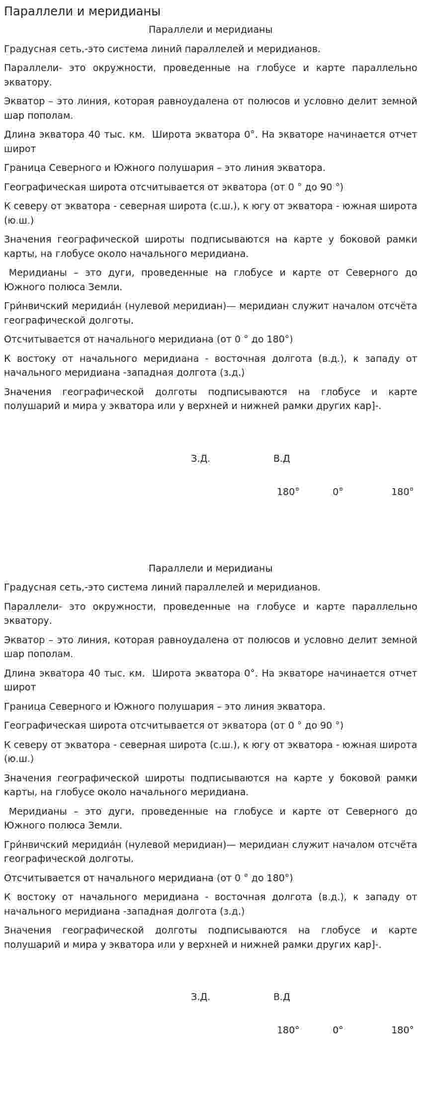 Параллели и меридианы