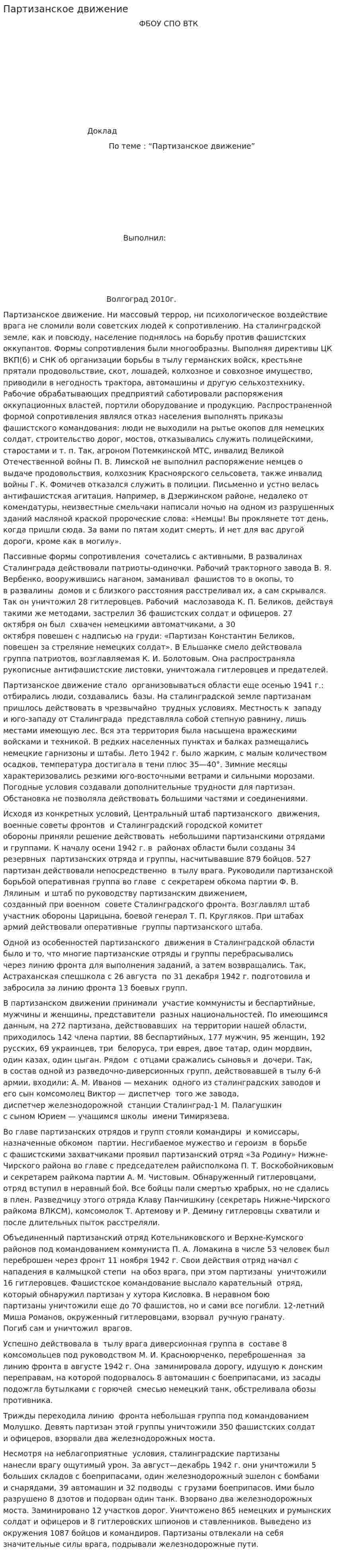 Партизанское движение. 2