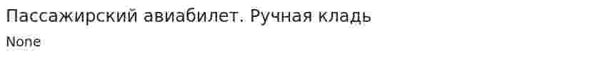Пассажирский авиабилет. Ручная кладь