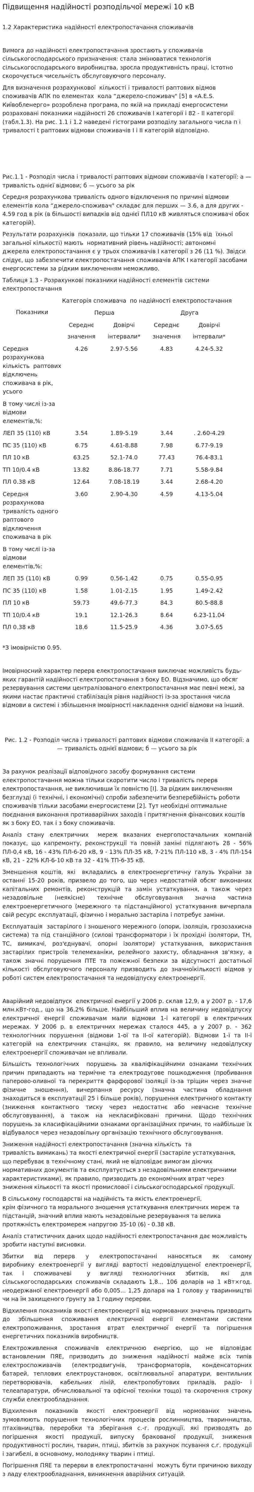 Підвищення надійності розподільчої мережі 10 кВ