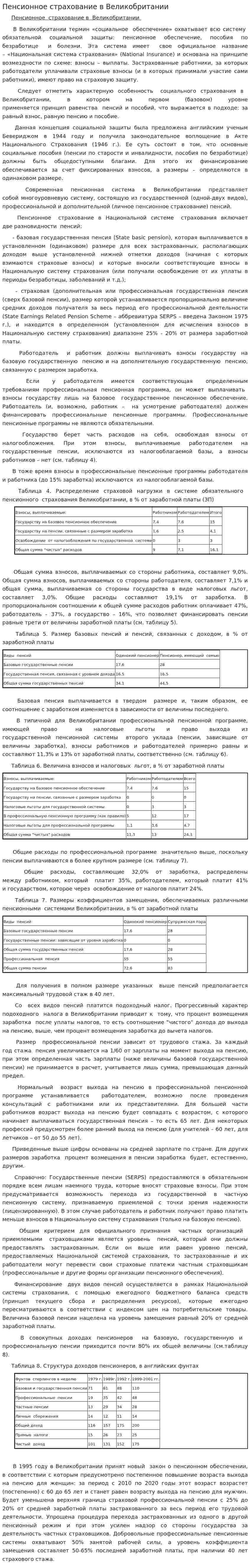 Пенсионное страхование в Великобритании