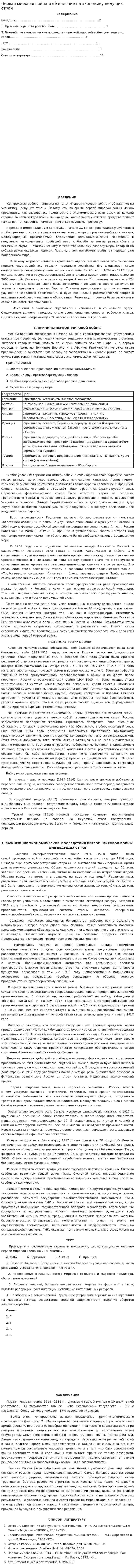 Первая мировая война и её влияние на экономику ведущих стран. 5