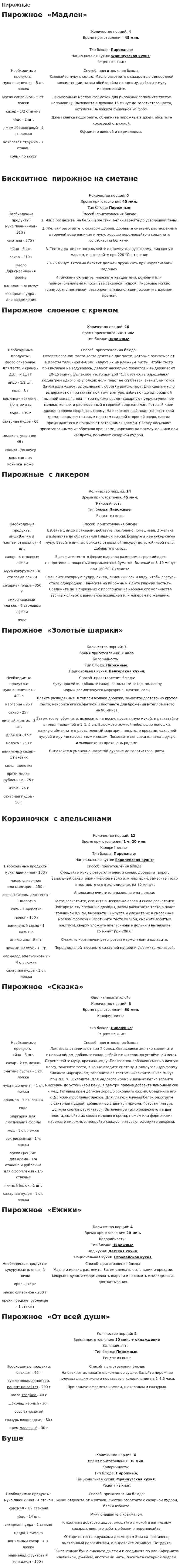 Пирожные