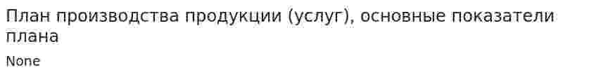План производства продукции (услуг), основные показатели плана