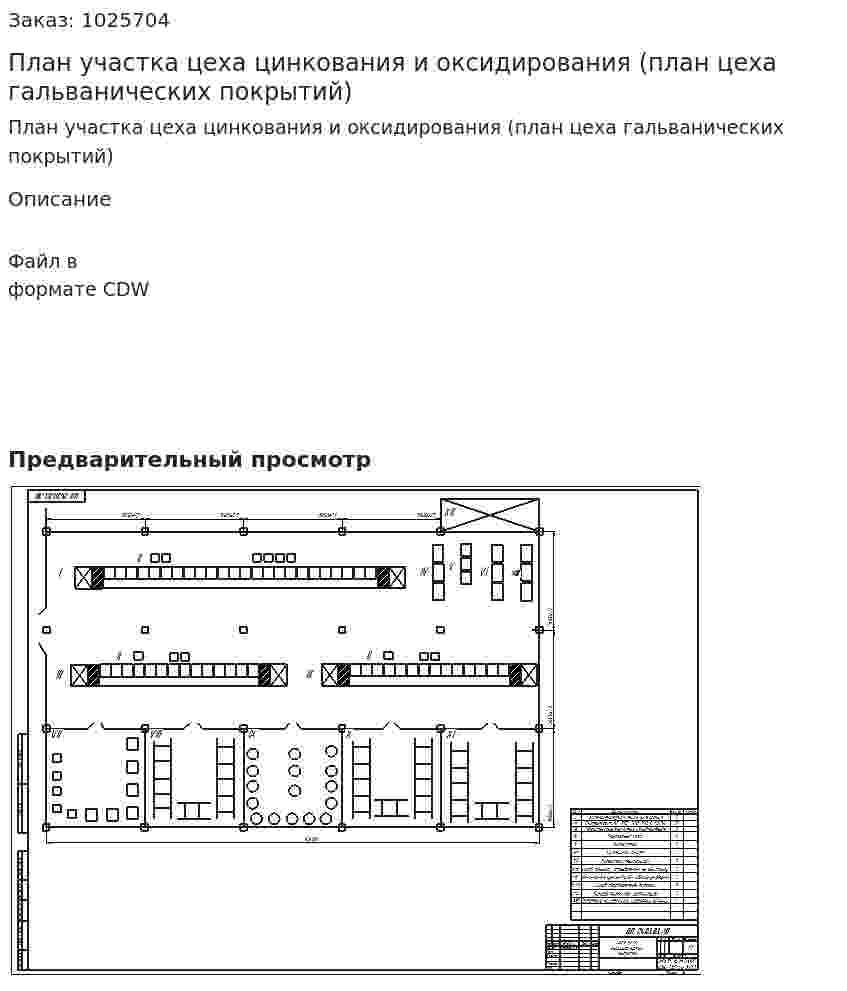 План участка цеха цинкования и оксидирования (план цеха гальванических покрытий) 