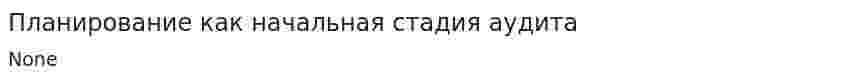 Планирование как начальная стадия аудита
