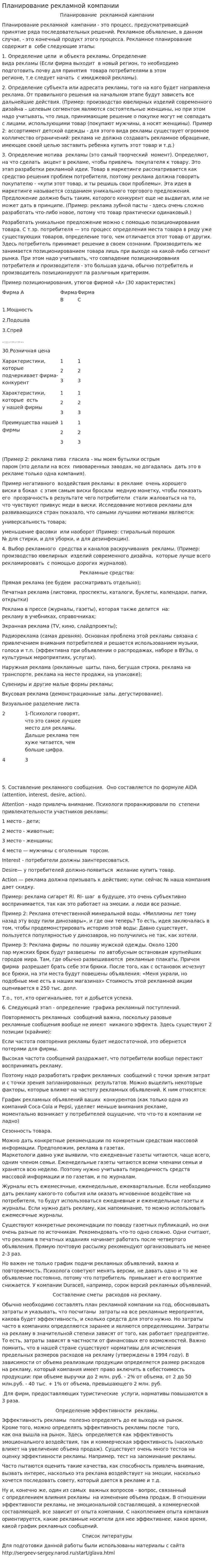 Планирование рекламной компании. 2