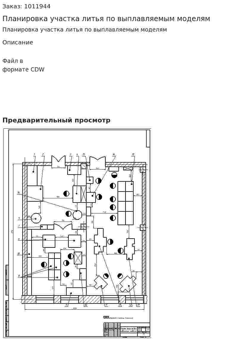 Планировка участка литья по выплавляемым моделям 