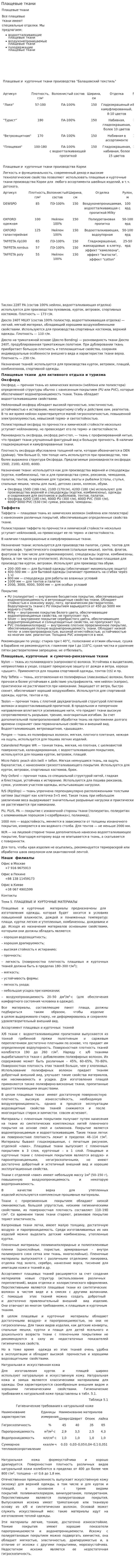 Плащевые ткани