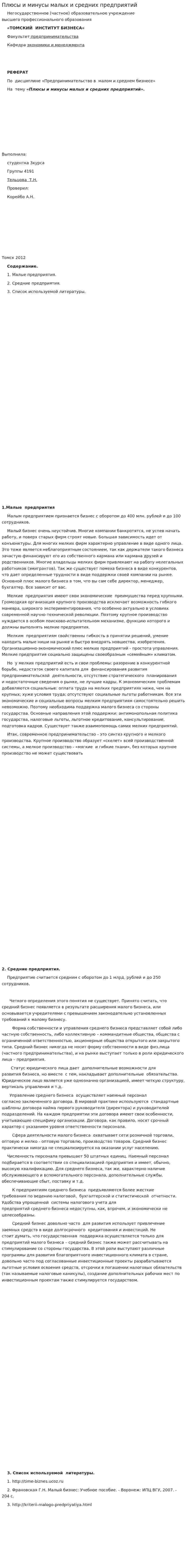 Плюсы и минусы малых и средних предприятий