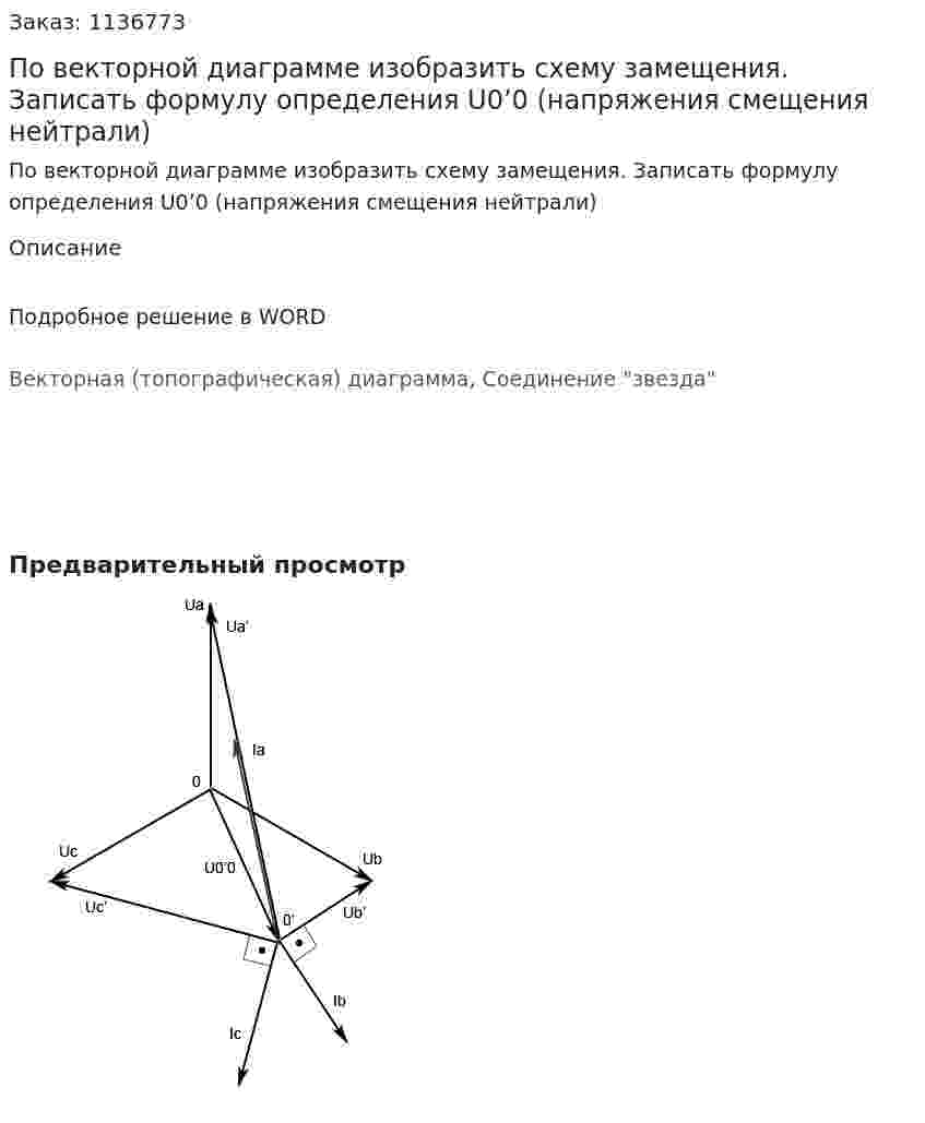 По векторной диаграмме изобразить схему замещения. Записать формулу определения U0’0 (напряжения смещения нейтрали) 