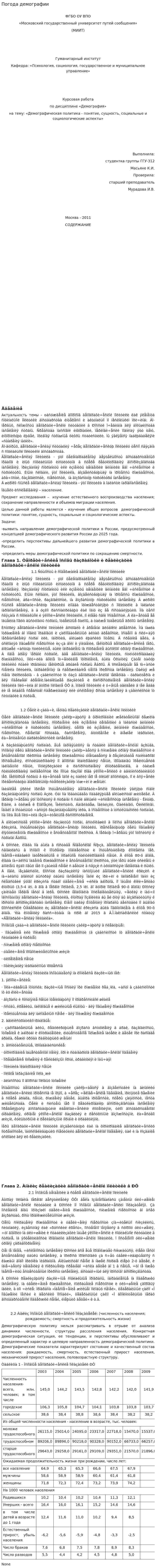Погода демографии
