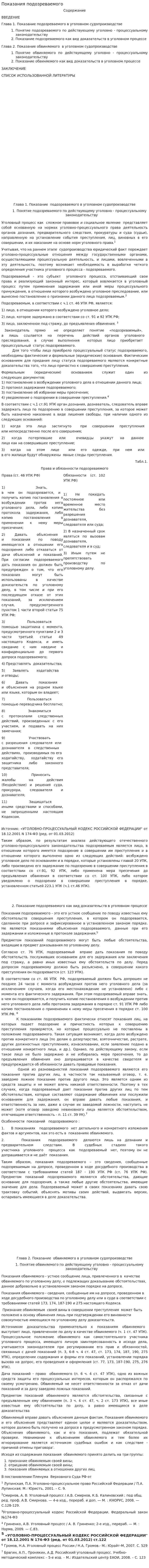 Показания подозреваемого