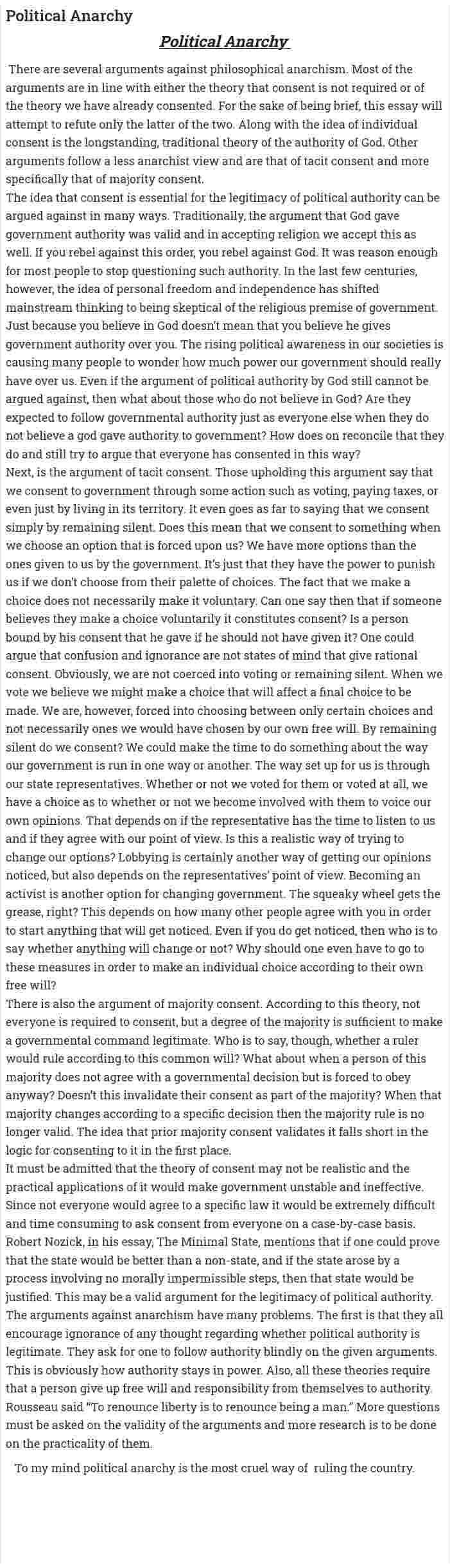 Political Anarchy